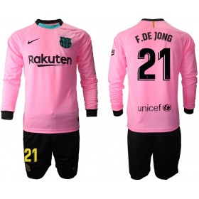 Koszulka FC Barcelona Frenkie de Jong 21 Dziecięcy Trzeci Stroje Piłkarskie 2020/21 Długi Rękaw